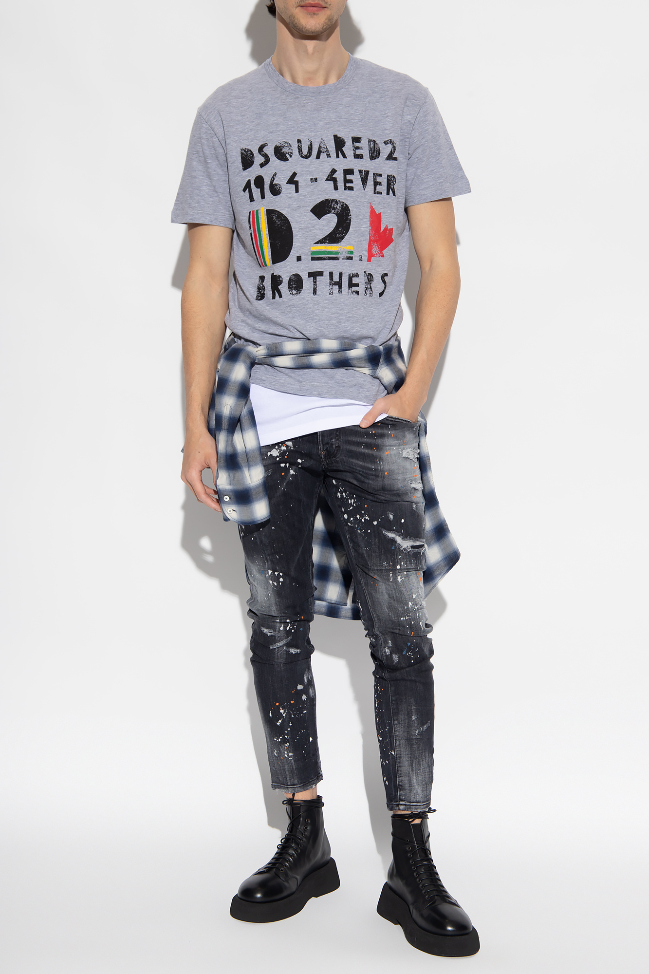 Grey Printed T - shirt moto Dsquared2
